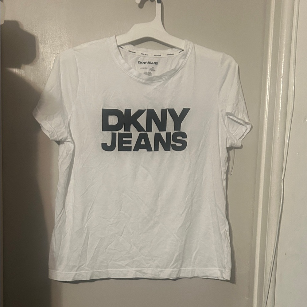 Dkny White Tee with Bold Black Logo